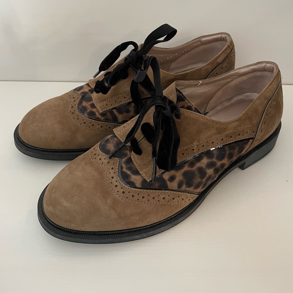 Beautifeel Brown Leopard Print Women's Oxford Shoes